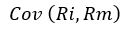 Covariance between return on risky asset and return on market