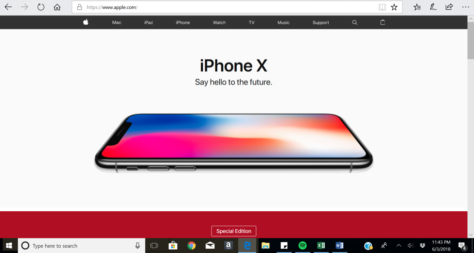 homepage of Apple Store Website 