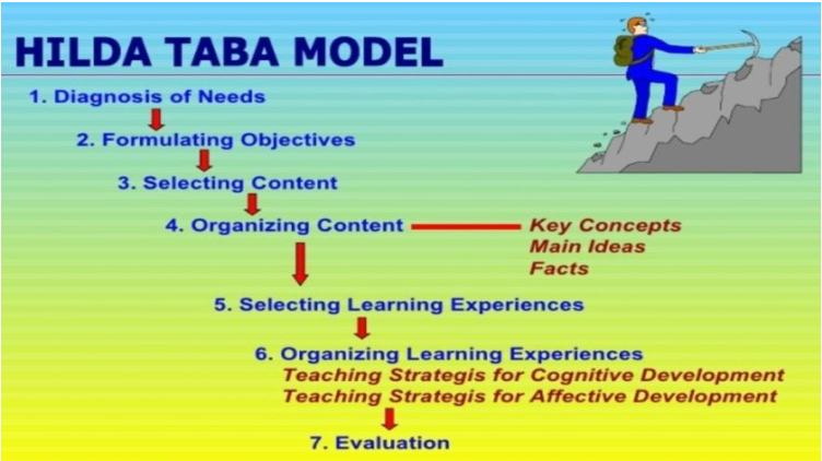 A screenshot of Hilda Taba’s Model. The steps of Taba’s model are in declining order.
