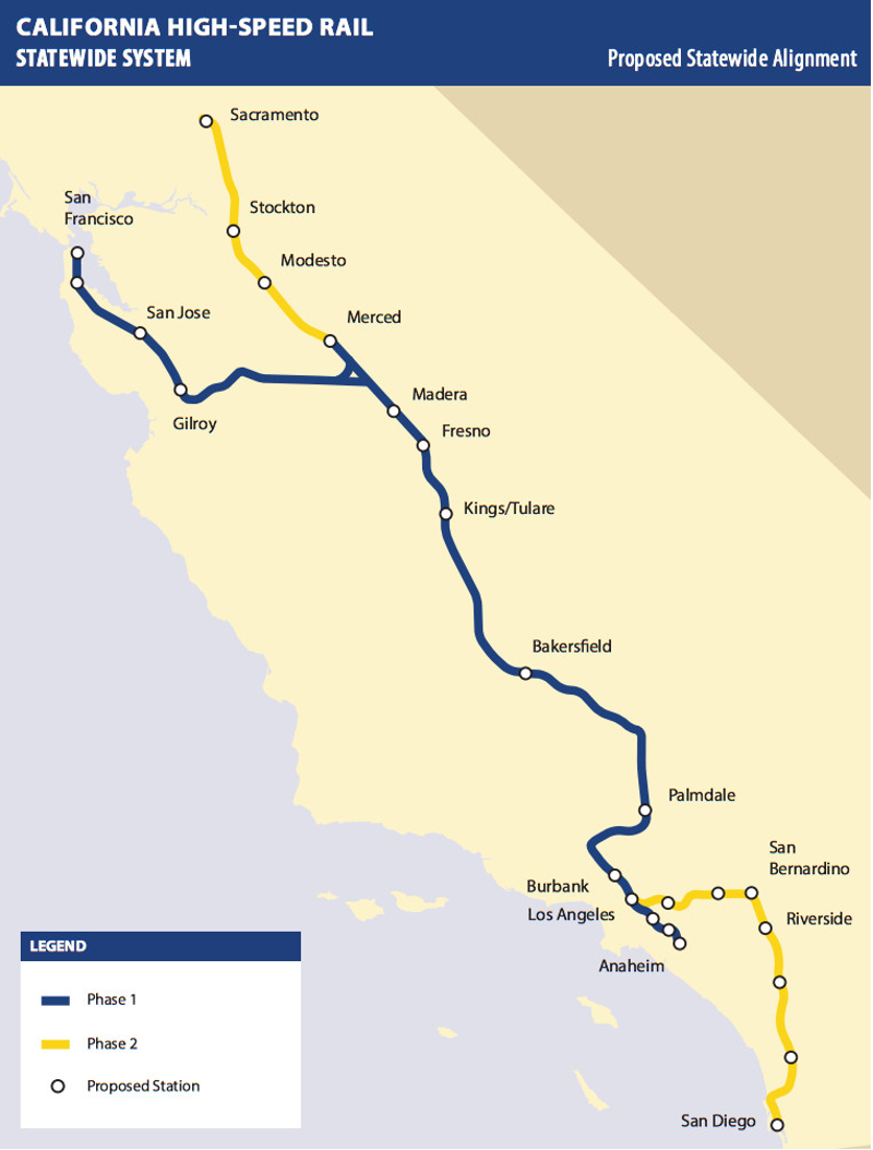 Figure 1: Map of the California High-Speed Rail