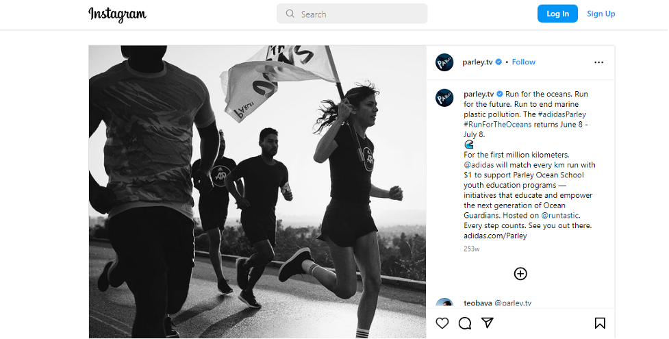 Run for the Oceans Campaign on Instagram, sponsored by Adidas