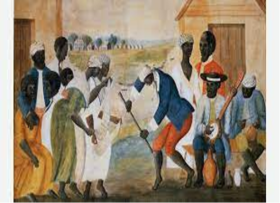 Enslaved people dancing to their composed songs 