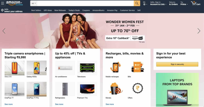 E-commerce website Amazon