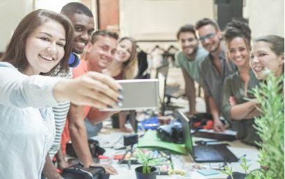 students taking a photo 