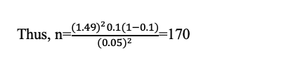 sample size using the formula 