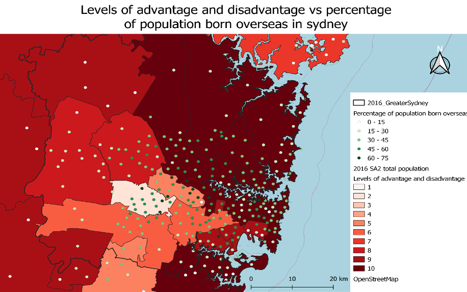 Level of Advantage and Disadvantage of Population Born Overseas in Sydney