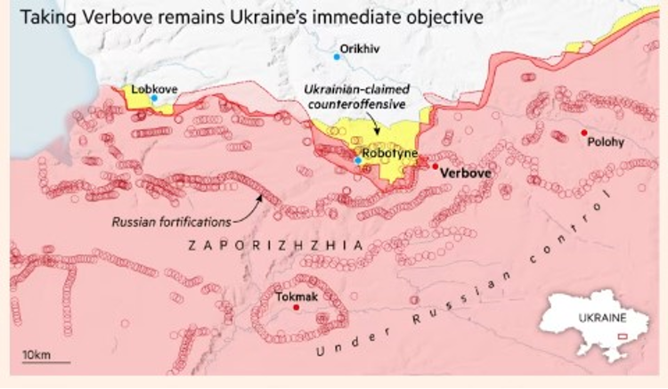 Taking Verbove remains Ukraine’s immediate objective (Miller , 2023).