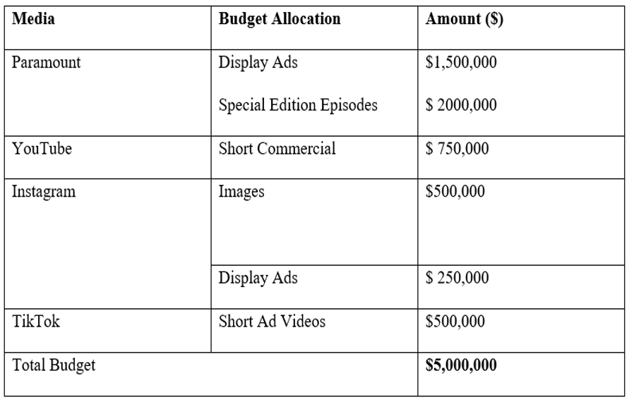 KFC & South Park Media Strategy Budget