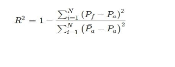 Math equation for R-squared statistic.
