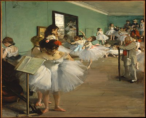 • The Dance Class by Degas, 1874, France, Impressionism