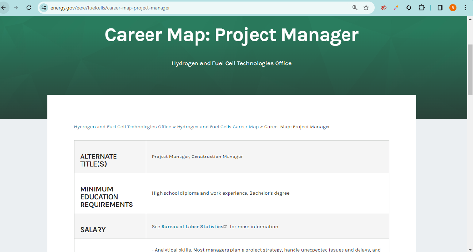 Career Map: Project Manager – Office of Energy Efficiency & Renewable Energy