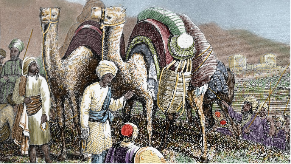 Depiction of the Silk Road traders from 3000 B.C. 
