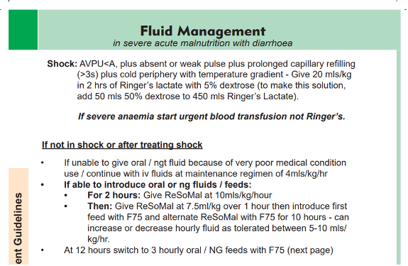 guideline for fluid management of children with severe acute malnutrition and diarrhea 