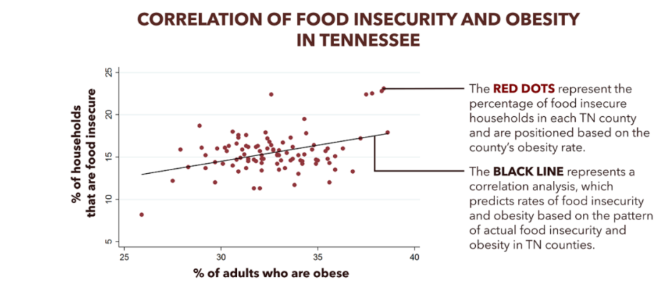 correlation of food insecurity and obesity in Tennessee counties