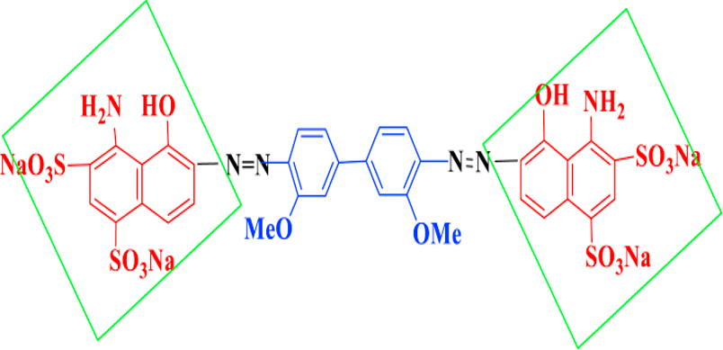 The blue direct dye structure