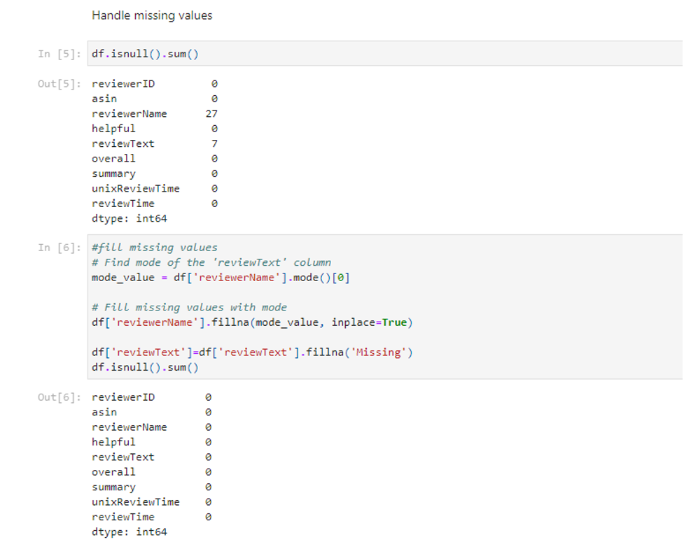  Python code demonstrating how to handle missing values in a Pandas DataFrame