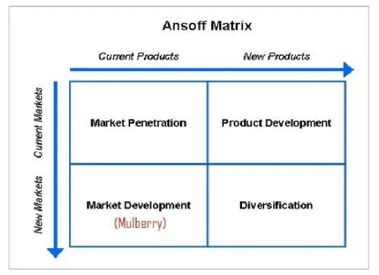 Ansoff matrix of Mulberry