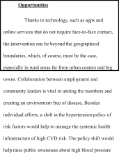 The SWOT Analysis for The CVD Prevention for Workers in Texas.